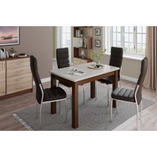 Стол обеденный Бостон-1 орех шоколадный/белый гранит