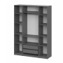 Шкаф распашной с наполнением (11 полок + 2 ящика + штанга) ШК 5 (1600), Графит