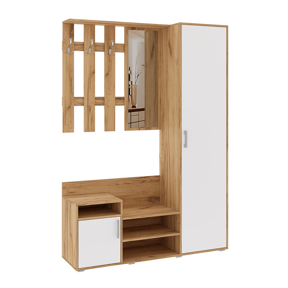 Прихожая Визит, Белый Глянец холодный, Дуб крафт Прихожая Визит, Белый Глянец холодный, Дуб крафт