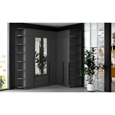 Мадрид Гардеробная система угловая 145/90/65,Графит Мадрид Гардеробная система угловая 145/90/65,Графит