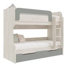 Кровать двухъярусная Юниор-4, Шарли Бриз, Дуб Крафт Белый