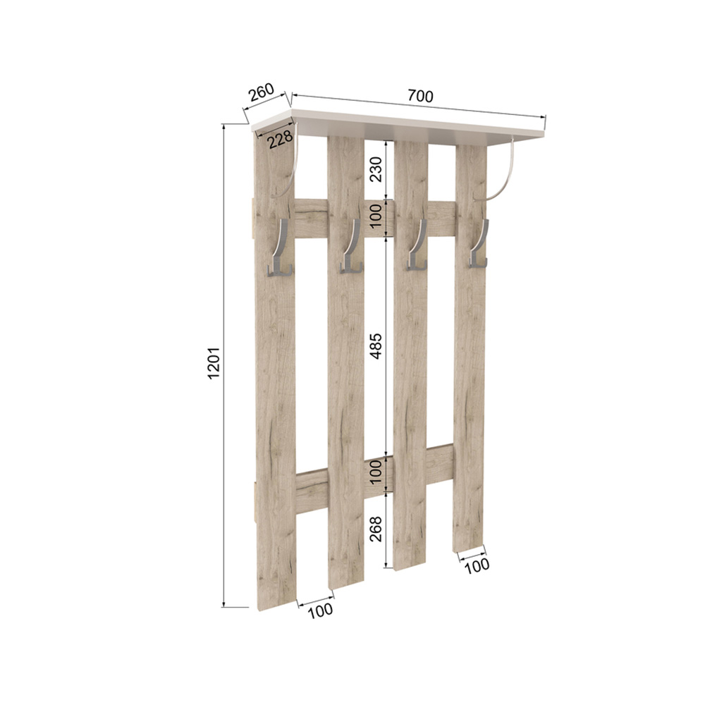 Вешалка Ямайка ЯПВ-1, Дуб крафт серый, Кашемир Вешалка Ямайка ЯПВ-1, Дуб крафт серый, Кашемир