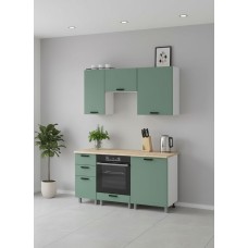 МК Аленушка 1,6м в.7 Орешник Матовая Мята,скоба черный,сонома (без столешницы)