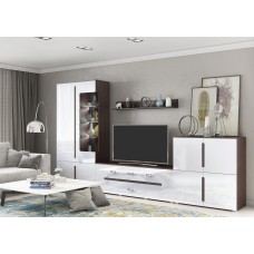 Гостиная Ким Вариант №1, Белый глянец холодный, Венге