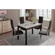 Стол обеденный Бостон-2 металл черный/белый гранит Стол обеденный Бостон-2 металл черный/белый гранит