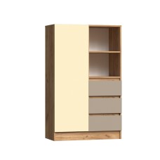 Шкаф комбинированный Челси Color, Слоновая кость, Глиняный серый, Дуб крафт