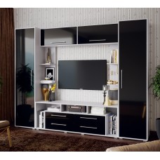 Гостиная Гармония, Черный глянец, Белый