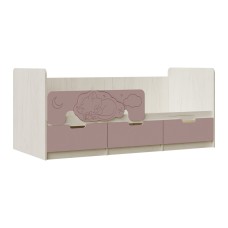 Кровать Юниор-4 (1,8х0,8м), Шарли Pink, Дуб Крафт Белый