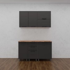 МК Аленушка 1,4м с ящ. Магнолия Сталь,скоба черный,черный