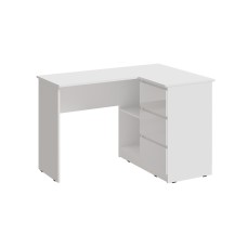 Стол письменный угловой Челси, Белый глянец холодный, Белый
