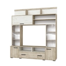 Стенка в гостиную Оскар-18 ОГЦС-2, Дуб крафт серый, Дуб крафт белый