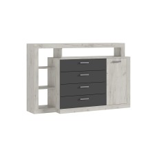 Комод Ангара, Графит, Дуб крафт Белый