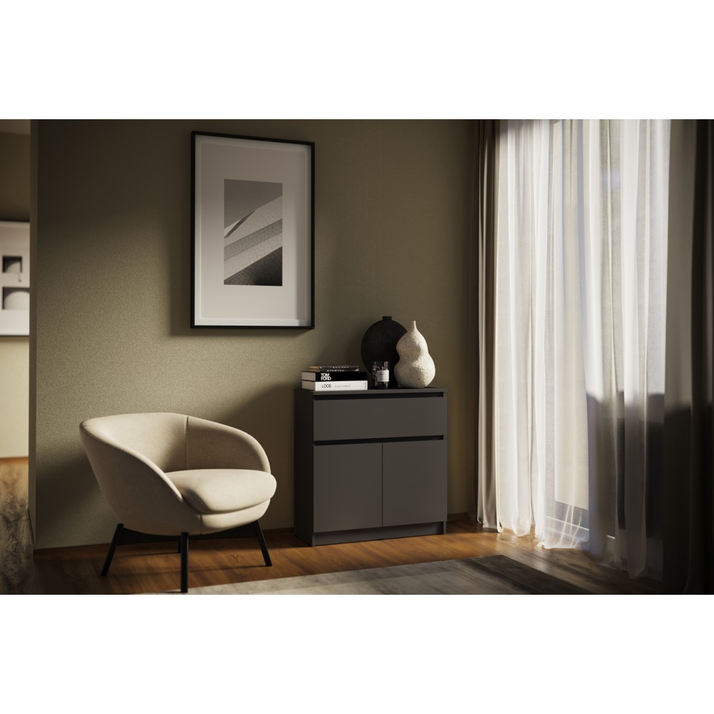 Комод Челси 800 (1 ящик 2 двери), Графит Комод Челси 800 (1 ящик 2 двери), Графит