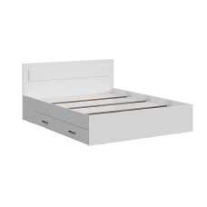 Кровать двойная с ящиками Бали, Белый шагрень