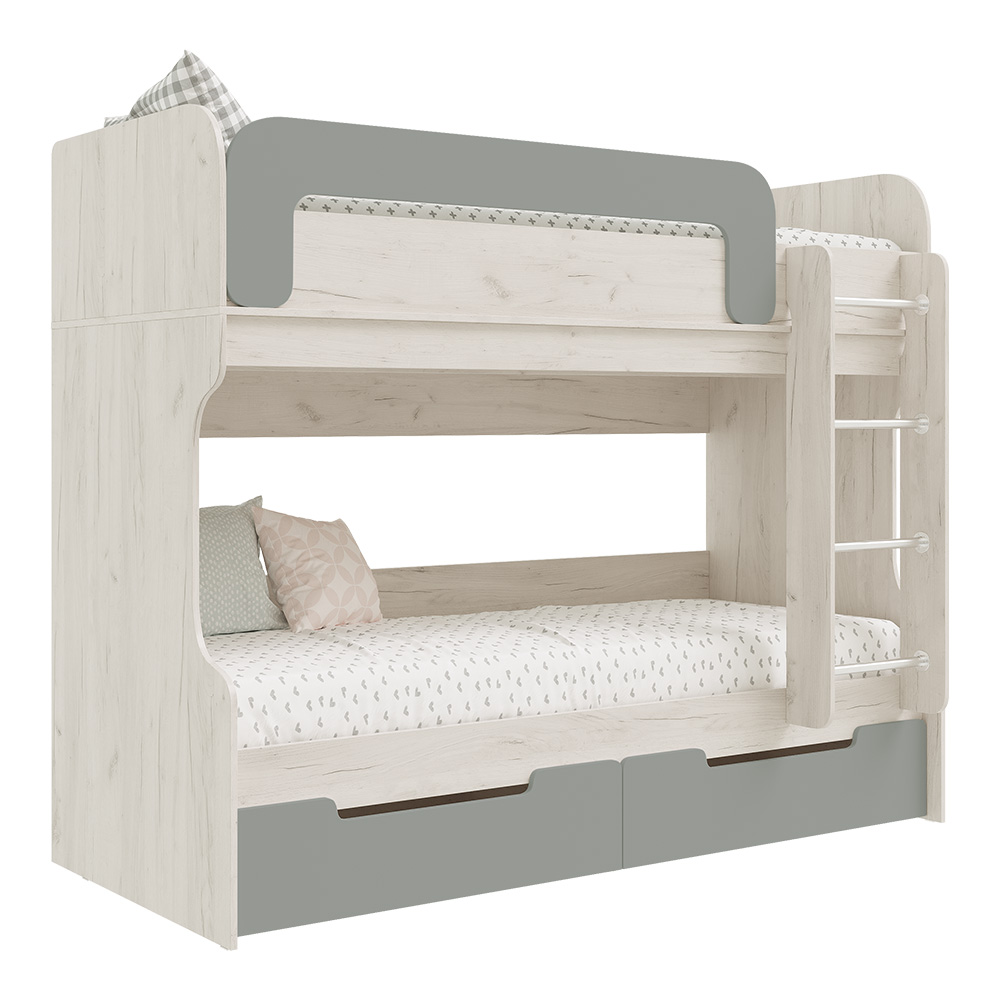 Кровать двухъярусная Юниор-4, Шарли Бриз, Дуб Крафт Белый Кровать двухъярусная Юниор-4, Шарли Бриз, Дуб Крафт Белый