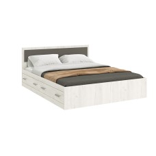 Кровать с основанием и ящиками Фиеста 1,6м, Графит, Дуб Крафт белый