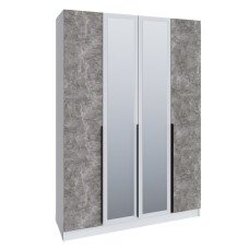 Шкаф Мадрид (1,6) с 6 ящ. внутри с зеркалом белый/ателье светлое