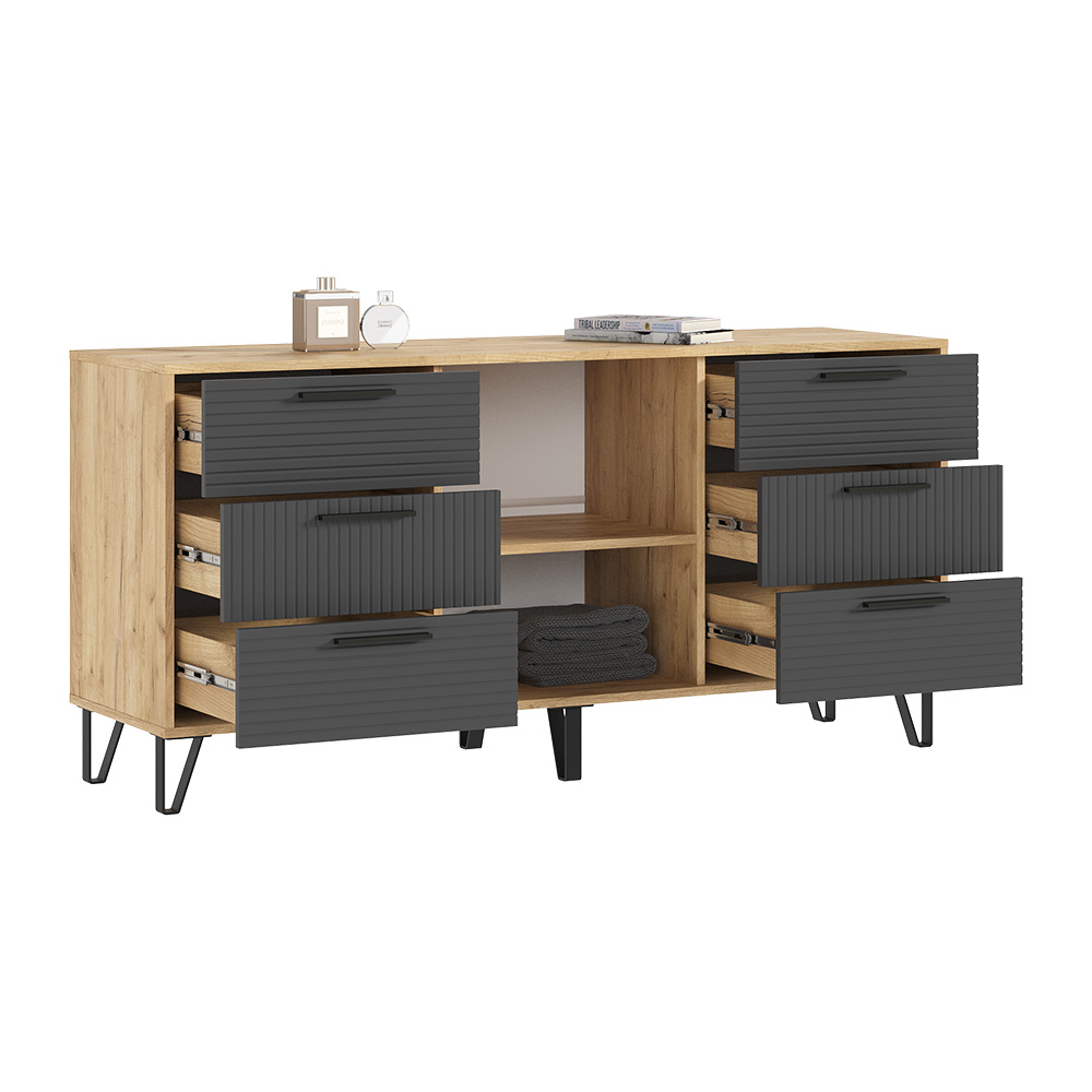 Комод Флэш (1500), Браш Графит, Дуб Крафт Комод Флэш (1500), Браш Графит, Дуб Крафт