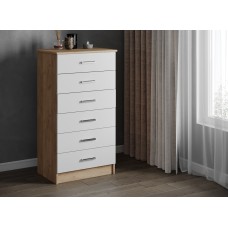 Комод высокий Катрин 4, дуб крафт золотой/белый