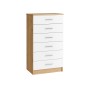 Комод высокий Катрин 4, дуб крафт золотой/белый