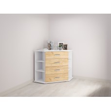 Комод угловой Катрин 7, дуб крафт золотой/белый