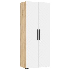 Шкаф двухстворчатый Флэш (900), Браш Вайт, Дуб крафт