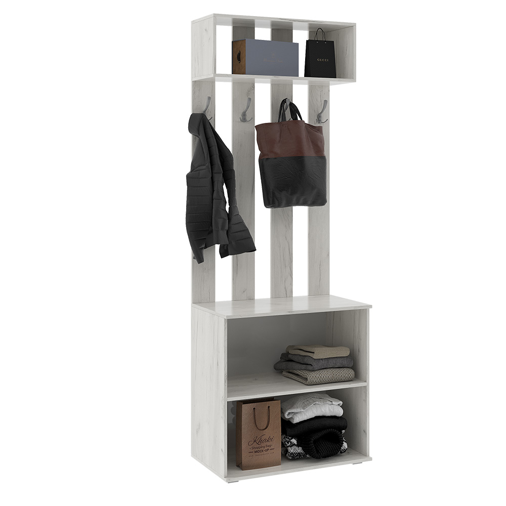 Тумба с вешалкой Ева, Дуб крафт белый Тумба с вешалкой Ева, Дуб крафт белый