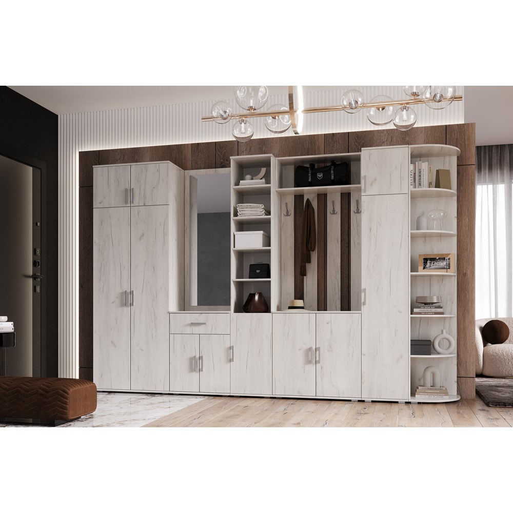 Тумба с вешалкой Ева, Дуб крафт белый Тумба с вешалкой Ева, Дуб крафт белый