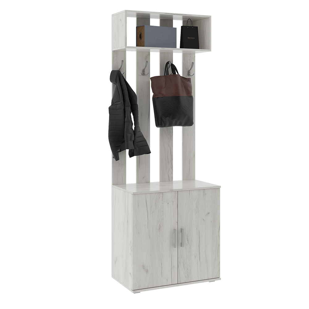 Тумба с вешалкой Ева, Дуб крафт белый Тумба с вешалкой Ева, Дуб крафт белый