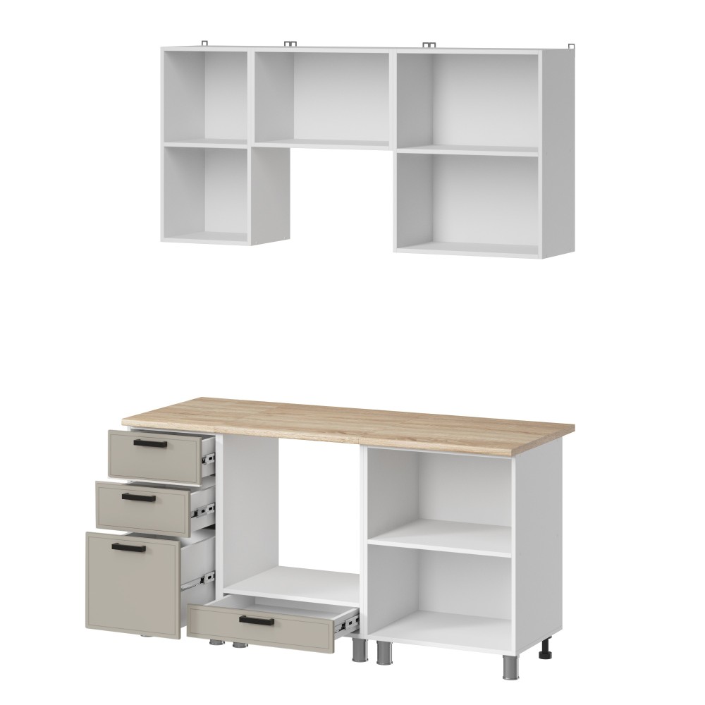 МК Аленушка 1,6м в.7 Магнолия Керамика,скоба черный,сонома