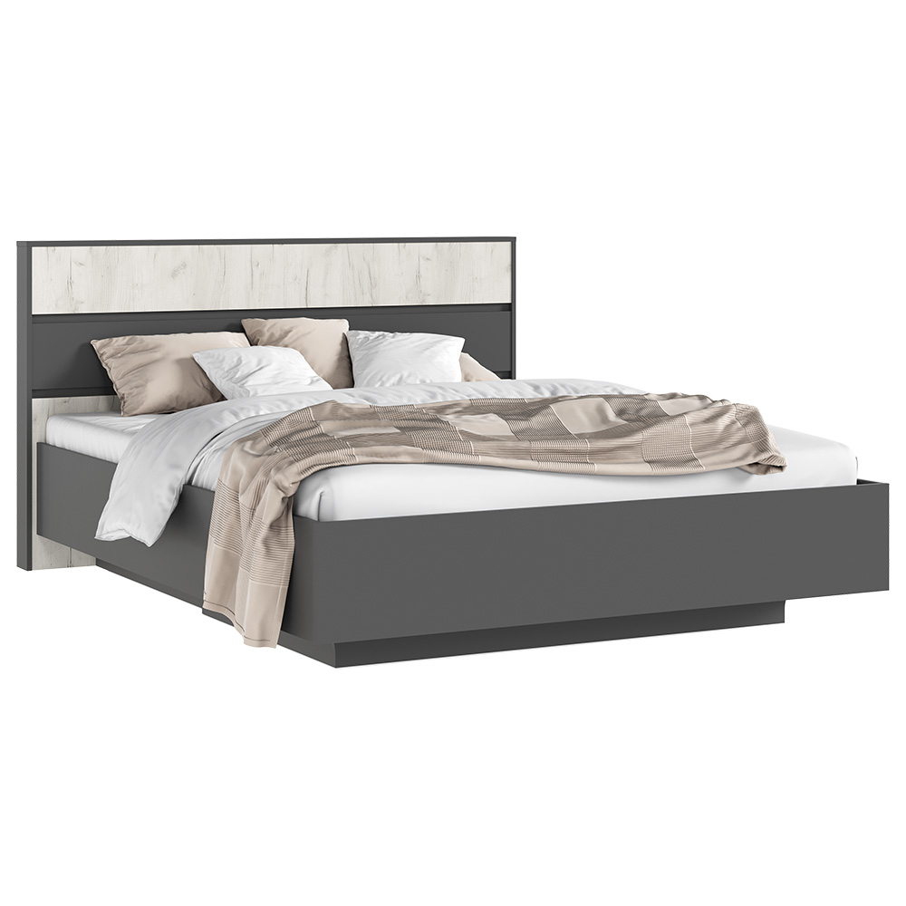 Кровать парящая с подъемным механизмом Роджина 1,6 м, Дуб крафт белый, Графит Кровать парящая с подъемным механизмом Роджина 1,6 м, Дуб крафт белый, Графит