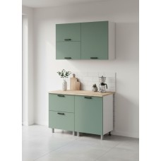 МК Аленушка 1,2м с ящ.в 2 Орешник Матовая Мята,скоба черный,сонома (без столешницы)