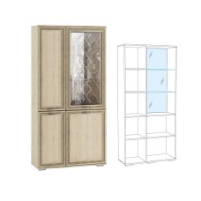 ЛШ-6 Шкаф с полками и витриной Ливорно, Сонома ЛШ-6 Шкаф с полками и витриной Ливорно, Сонома