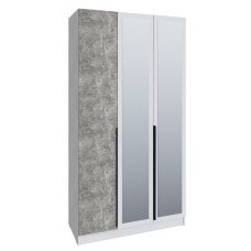 Шкаф Мадрид (1,2) с зеркалом белый/ателье светлое