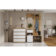 Прихожая Денвер, Дуб Золотой, Белый. Комплект 2