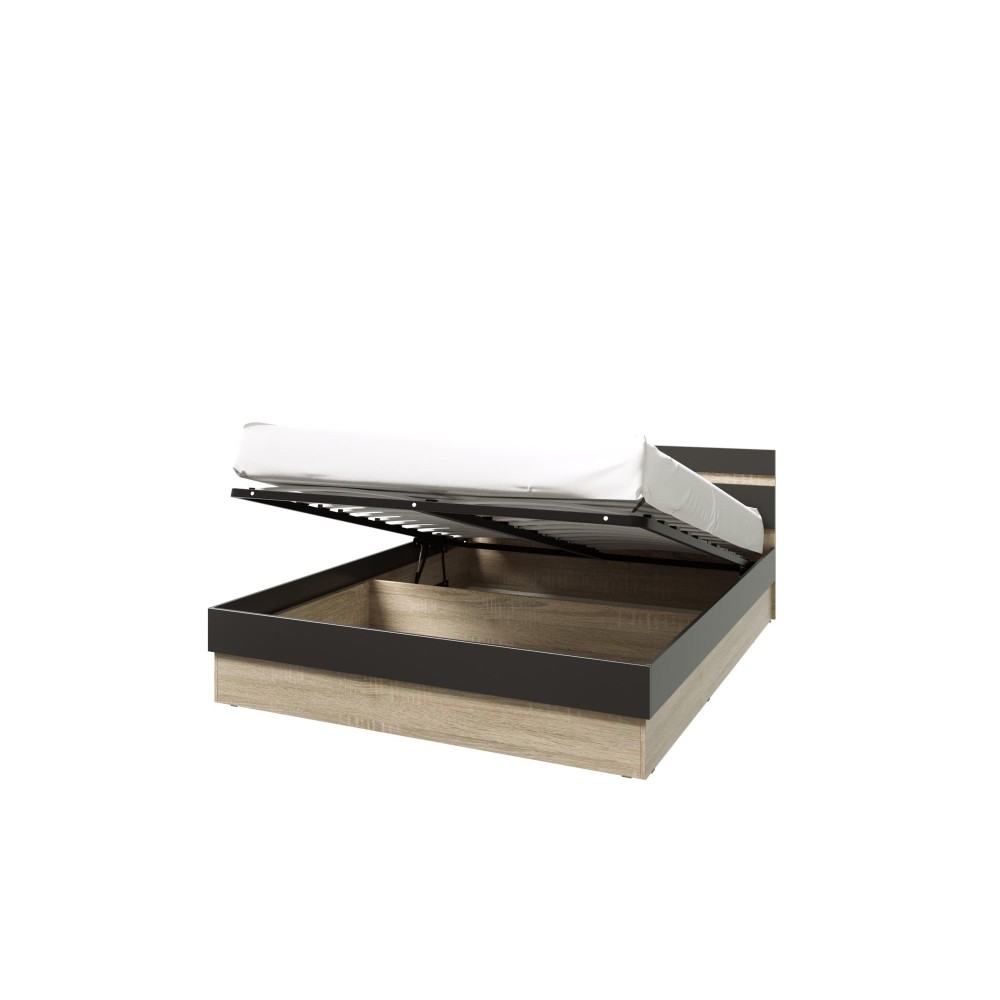 Кровать Ким с подъемным механизмом 1,6м, Графит софт, Сонома Кровать Ким с подъемным механизмом 1,6м, Графит софт, Сонома