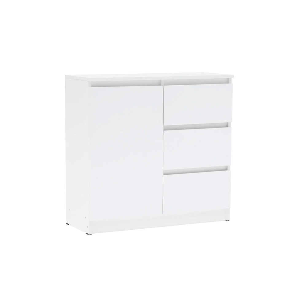 Комод Челси 800 (3 ящиа 1 дверь), Белый глянец холодный, Белый Комод Челси 800 (3 ящиа 1 дверь), Белый глянец холодный, Белый