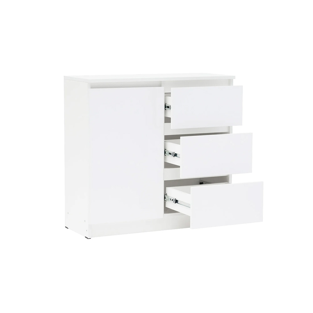 Комод Челси 800 (3 ящиа 1 дверь), Белый глянец холодный, Белый Комод Челси 800 (3 ящиа 1 дверь), Белый глянец холодный, Белый