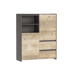 Стеллаж 2 Денвер, Графит, Дуб гранж песочный