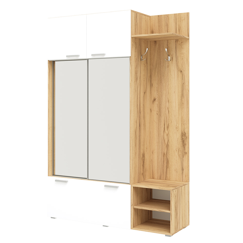 Прихожая Стелла, Белый глянец холодный, Дуб крафт Прихожая Стелла, Белый глянец холодный, Дуб крафт