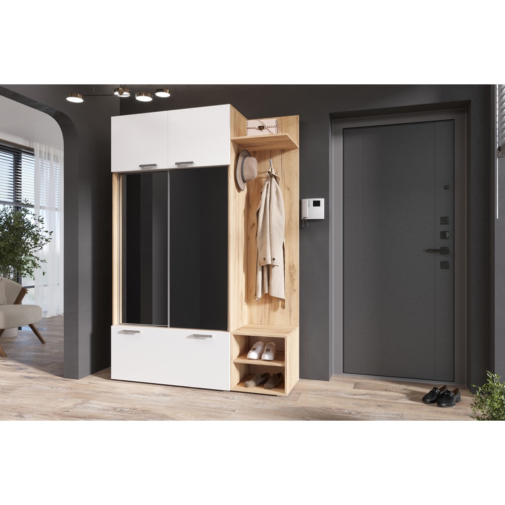 Прихожая Стелла, Белый глянец холодный, Дуб крафт Прихожая Стелла, Белый глянец холодный, Дуб крафт