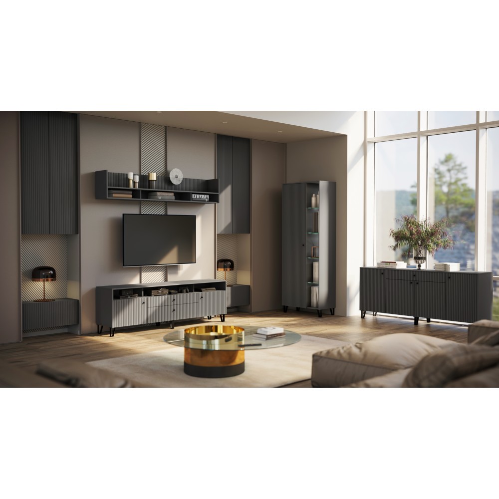 Полка Оливия, Графит, Графит глянец Полка Оливия, Графит, Графит глянец