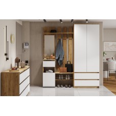 Прихожая Денвер, Дуб Золотой, Белый. Комплект 4