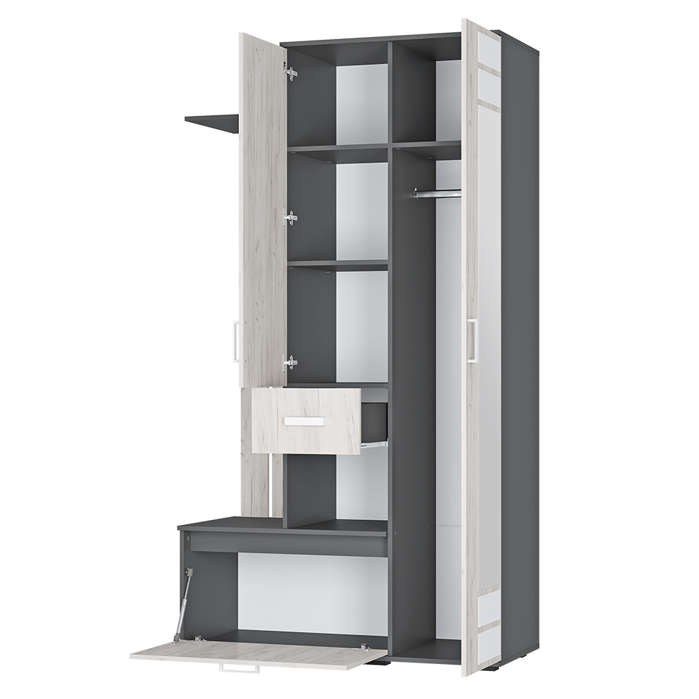 Прихожая Лира ПР-04, Графит, Дуб крафт белый Прихожая Лира ПР-04, Графит, Дуб крафт белый