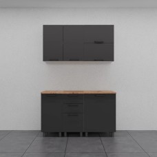 МК Аленушка 1,4м с ящ. Лаванда Сталь,скоба черный,черный