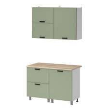 МК Аленушка 1,2м с ящ.в 2 Магнолия Фисташка,скоба черный,сонома