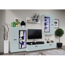 Гостиная Нэнси Вариант №3, Браш Деним Блю, Белый