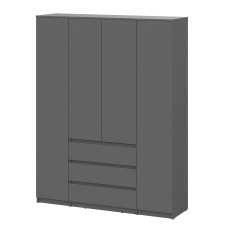 Шкаф для одежды и белья 4х дверный Денвер, графит