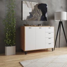 Комод Катрин-12, дуб крафт золотой/белый