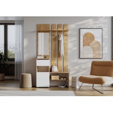Модульная система "Денвер" Вешалка с зеркалом (Дуб Золотой/Белый)